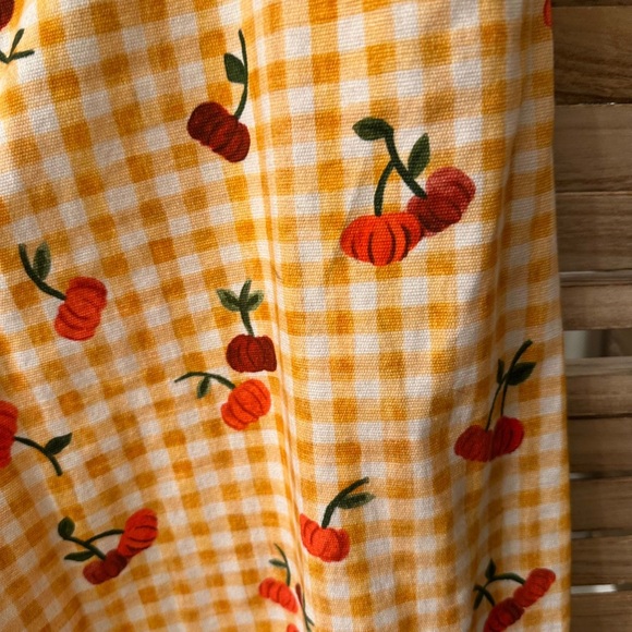 Farm x Anthropologie Gingham Cherry Wide-Leg Pants in yellow size L - Picture 6 of 8